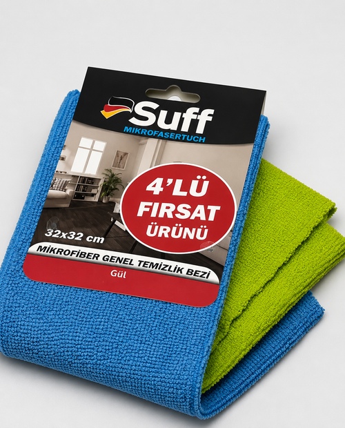Suff 4-delige Actieset Microvezel Reinigingsdoek (Roos)